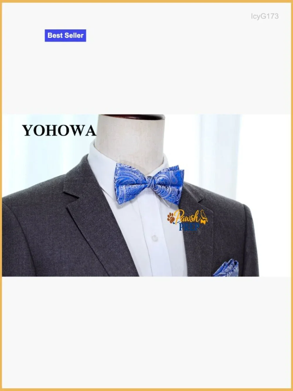 Men's Pre-Tied Bow Tie Set with Pocket Square and Cufflinks for Wedding